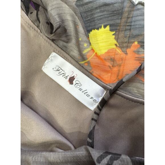 5th Fifth Culture Womens Dress Brown Paint Splatter One Shoulder Dress Sz L - Picture 3 of 7